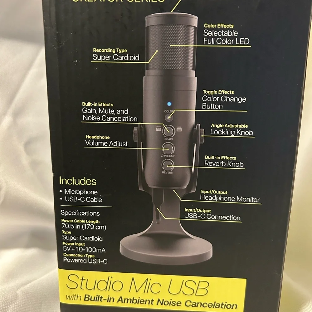 New/Unused/Opened… Studio Mic USB with Built-in Ambient Noise Cancelation